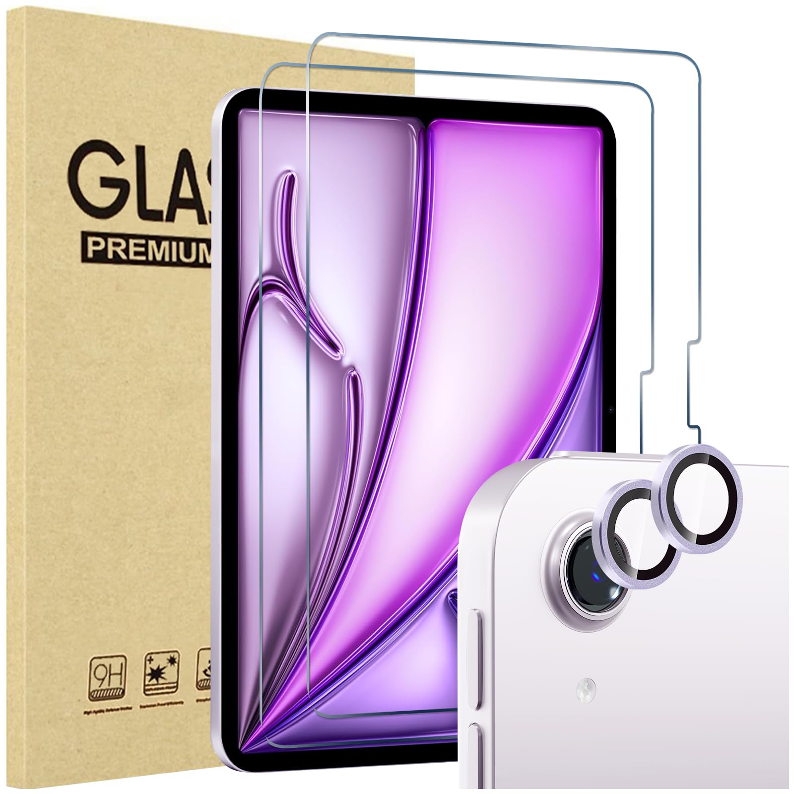 Protetor De Tela E Lente De Câmera Para Ipad Air 13 2024 Roxo