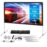 Tela De Projetor Pyle 80 Polegadas 16:9 Hd 4k Com Suporte Para Casa