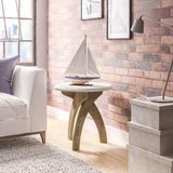 Mesa De Apoio Artely Jade Cor Off White Com Pinho