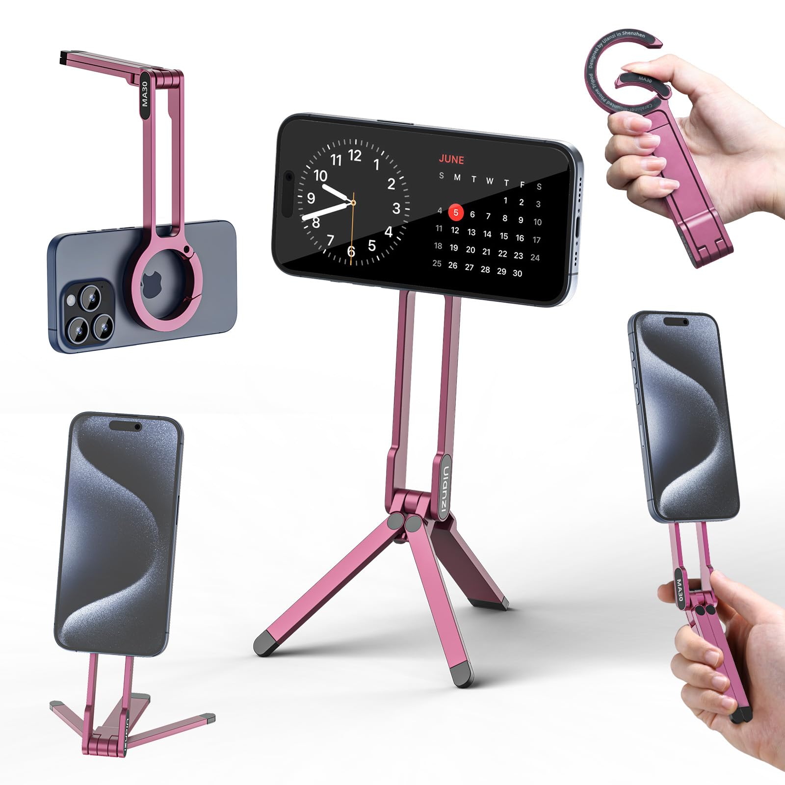 Suporte De Tripé Para Telefone Ulanzi Ma30 Em Alumínio Maglock Rosa