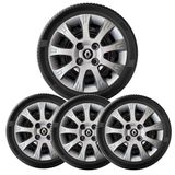 4x Calota Sandero Clio E Logan Aro 14 Prata Com Emblema