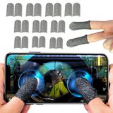 Kit 20 Luvas Dedo Fibra Prata Gamer Profissional Jogar Pubg