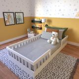 Cama Infantil Montessoriana Solteiro Sol Yescasa Branco/cinza Cristal