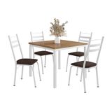 Conjunto De Mesa Quadrada Com Tampo Mdp E 4 Cadeiras Adriana Revestimento Sintético Cacau E Branco Ii