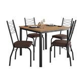 Conjunto De Mesa Quadrada Com Tampo Mdp E 4 Cadeiras Adriana Revestimento Sintético Marrom E Preto