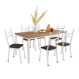 Conjunto De Mesa Retangular Com Tampo De Mdp Amadeirado E 6 Cadeiras Adriana Iii Revestimento Sintético Cacau E Branco