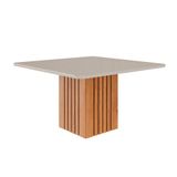 Mesa De Jantar Quadrada Com Tampo De Vidro Ana Off White E Cinamomo 130 Cm