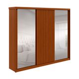 Guarda-roupa Casal Com Espelho Ollie Sem Pés 3 Portas 6 Gavetas Frassino