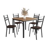 Conjunto De Mesa Quadrada Com Tampo De Mdp Amadeirado E 4 Cadeiras Adriana Revestimento Sintético Cacau E Preto