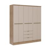 Guarda-roupa Casal Com Espelho Troy 6 Portas 3 Gavetas Noce E Off White