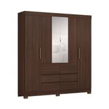 Guarda-roupa Casal Com Espelho Cadis 4 Portas 6 Gavetas Café