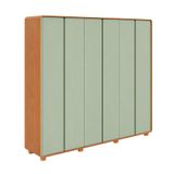 Guarda-roupa Casal Loop Com Pés 6 Portas 6 Gavetas Amêndoa E Sálvia