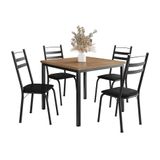 Conjunto De Mesa Quadrada Com Tampo De Mdp Amadeirado E 4 Cadeiras Adriana Revestimento Sintético Preto