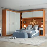 Guarda-roupa Modulado Com Cabeceira Gênova 6 Pt 4 Gv Freijó Wood E Off White