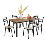 Conjunto De Mesa Retangular Com Tampo De Mdp Amadeirado E 6 Cadeiras Adriana Iii Revestimento Sintético Cedro E Preto
