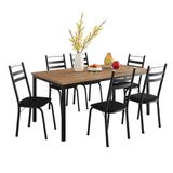 Conjunto De Mesa Retangular Com Tampo De Mdp Amadeirado E 6 Cadeiras Adriana Iii Revestimento Sintético Preto
