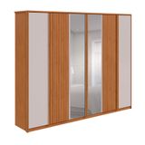 Guarda-roupa Casal Com Espelho Ollie Sem Pés Ollie 6 Portas 6 Gavetas Amêndoa E Off White