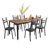 Conjunto De Mesa Retangular Com Tampo De Mdp Amadeirado E 6 Cadeiras Adriana Iii Revestimento Sintético Silver E Preto
