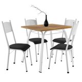 Conjunto De Mesa Sala De Jantar Lotus Com 4 Cadeiras Tampo Retangular Madeirado 91cm Branco/preto