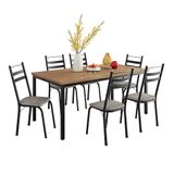 Conjunto De Mesa Retangular Com Tampo De Mdp Amadeirado E 6 Cadeiras Adriana Iii Revestimento Sintético Cinza Claro E Preto