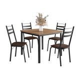 Conjunto De Mesa Quadrada Com Tampo De Mdp Amadeirado E 4 Cadeiras Adriana Revestimento Sintético Imbuia E Preto