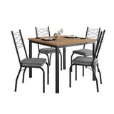 Conjunto De Mesa Quadrada Com Tampo Mdp E 4 Cadeiras Adriana Revestimento Sintético Platina E Preto