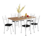 Conjunto De Mesa Retangular Com Tampo De Mdp Amadeirado E 6 Cadeiras Adriana Iii Revestimento Sintético Preto E Branco