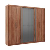 Guarda-roupa Casal Valley 6 Portas 3 Gavetas Freijó E Titânio