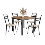 Conjunto De Mesa Quadrada Com Tampo De Mdp Amadeirado E 4 Cadeiras Adriana Revestimento Sintético Cedro E Preto