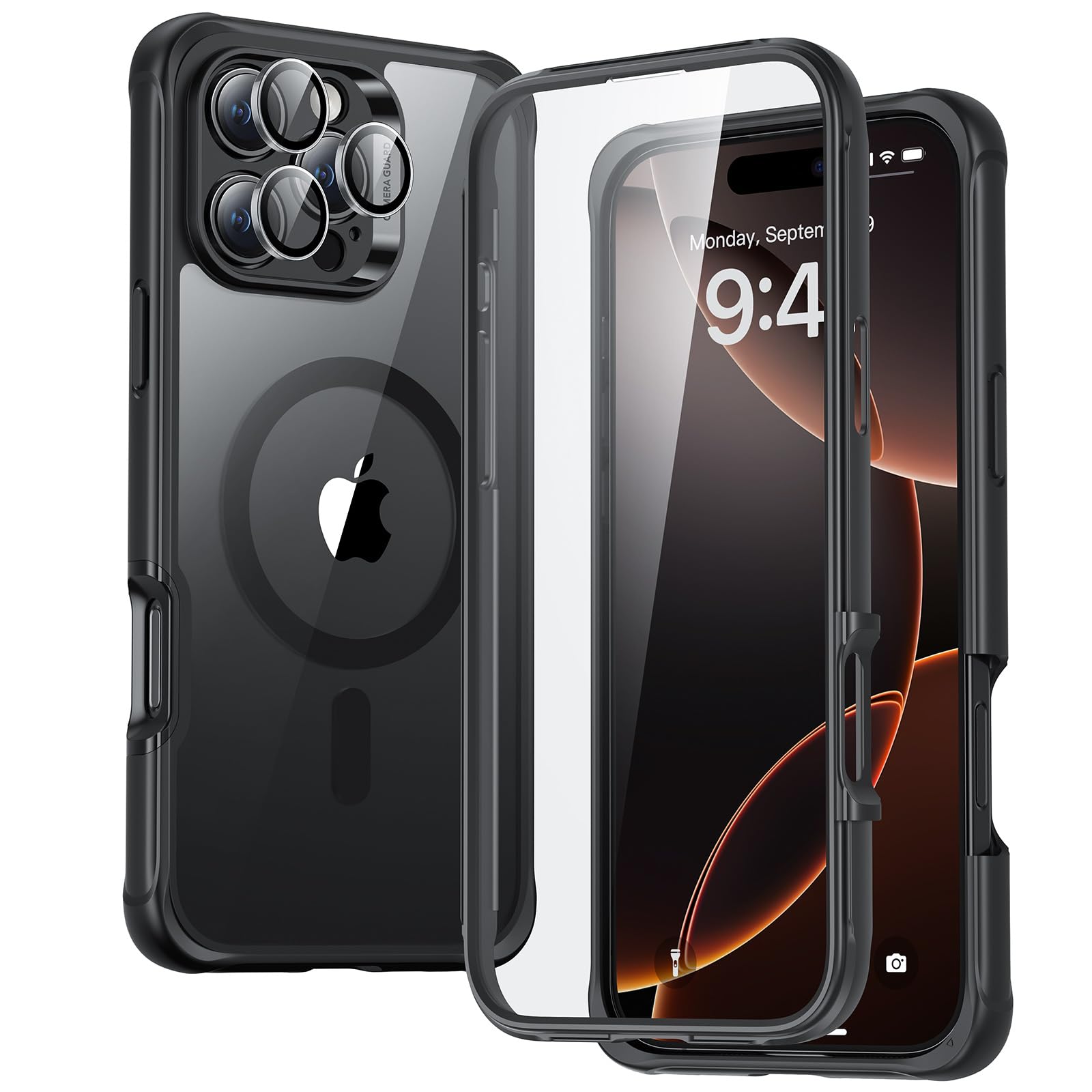 Capa De Telefone Esr Para Iphone 16 Pro Max Com Vidro Temperado Preto