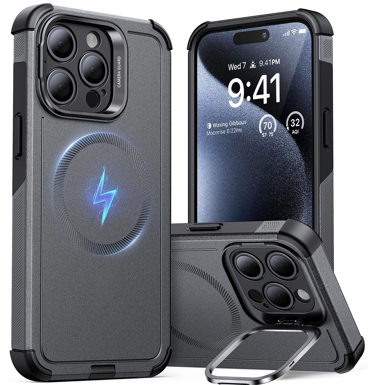 Capa De Telefone Esr Cyber Series Com Suporte Para Iphone 15 Pro Max Cinza