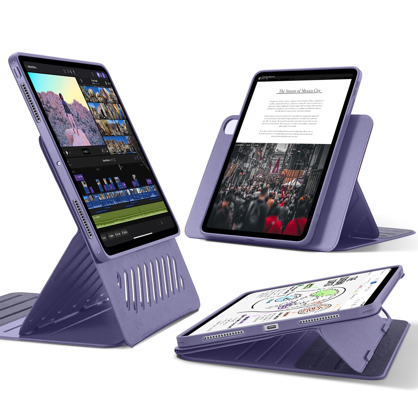Capa Da Série Esr Shift Para Ipad Pro 13 M4 (2024) Com Suporte Roxo