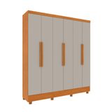 Guarda-roupa Casal Vietri Com Pés 6 Portas 4 Gavetas Cinamomo E Off White