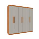 Guarda-roupa Casal Paradiso Sem Pés 6 Portas 4 Gavetas Cinamomo E Off White 219 Cm