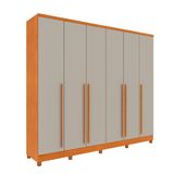Guarda-roupa Casal Sevila Com Pés 6 Portas 8 Gavetas Cinamomo E Off White