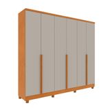 Guarda-roupa Casal Paradiso Com Pés 6 Portas 4 Gavetas Cinamomo E Off White 270 Cm