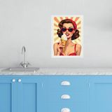 Quadro Decorativo Cozinha Pin Up Com Sorvete 45x34cm - Vidro