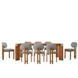 Conjunto Para Sala De Jantar Com 8 Cadeiras Tokyo Luna / Imbuia Natural