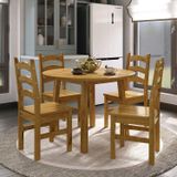 Conjunto Com Mesa De Jantar Redonda E 4 Cadeiras Em Madeira Maciça Parit Espresso Móveis Nogueira