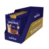 Kit Ração Úmida Nutrilus Sabor Carne Para Gatos Adultos - 15 Unidades