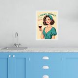 Quadro Cozinha Retro Coffee &amp; Wine - Pin Up 33x24cm - Vidro