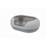 Caixa De Areia Oval Com Pá Meau Cinza Para Gatos - Tam. Único