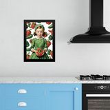 Quadro Decorativo Cozinha Menina Pimentões 33x24cm - Vidro