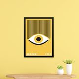 Quadro Bauhaus Amarelo - Olho Cílios 33x24cm - Com Vidro