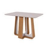 Mesa De Jantar Retangular Com Tampo De Mdf 25 Mm E Vidro Sintonia Off White E Amêndoa 120 Cm