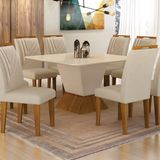 Conjunto Sala De Jantar 8 Cadeiras Miami Yescasa Freijó/palha