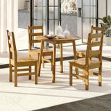 Conjunto Com Mesa De Jantar Redonda E 4 Cadeiras Em Madeira Maciça Cork Espresso Móveis Nogueira