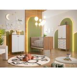 Quarto De Bebê Encanto Com Berço 76 Cm, Cômoda 4 Gv E 2 Cômodas 2 Pt Nogal E Branco