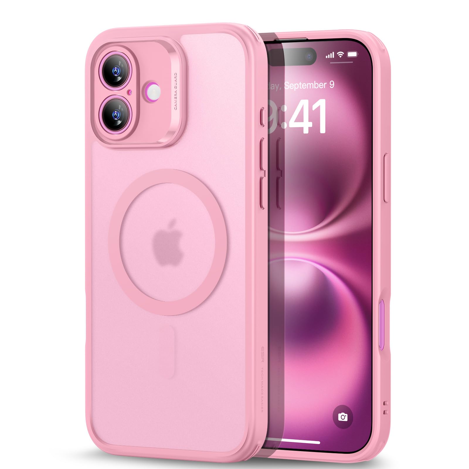 Capa De Telefone Esr Para Iphone 16 Translúcida Fosca Com Rosa Magsafe