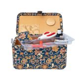 Cesta De Costura Singer Large Navy Paisley Com Noções E Bandeja